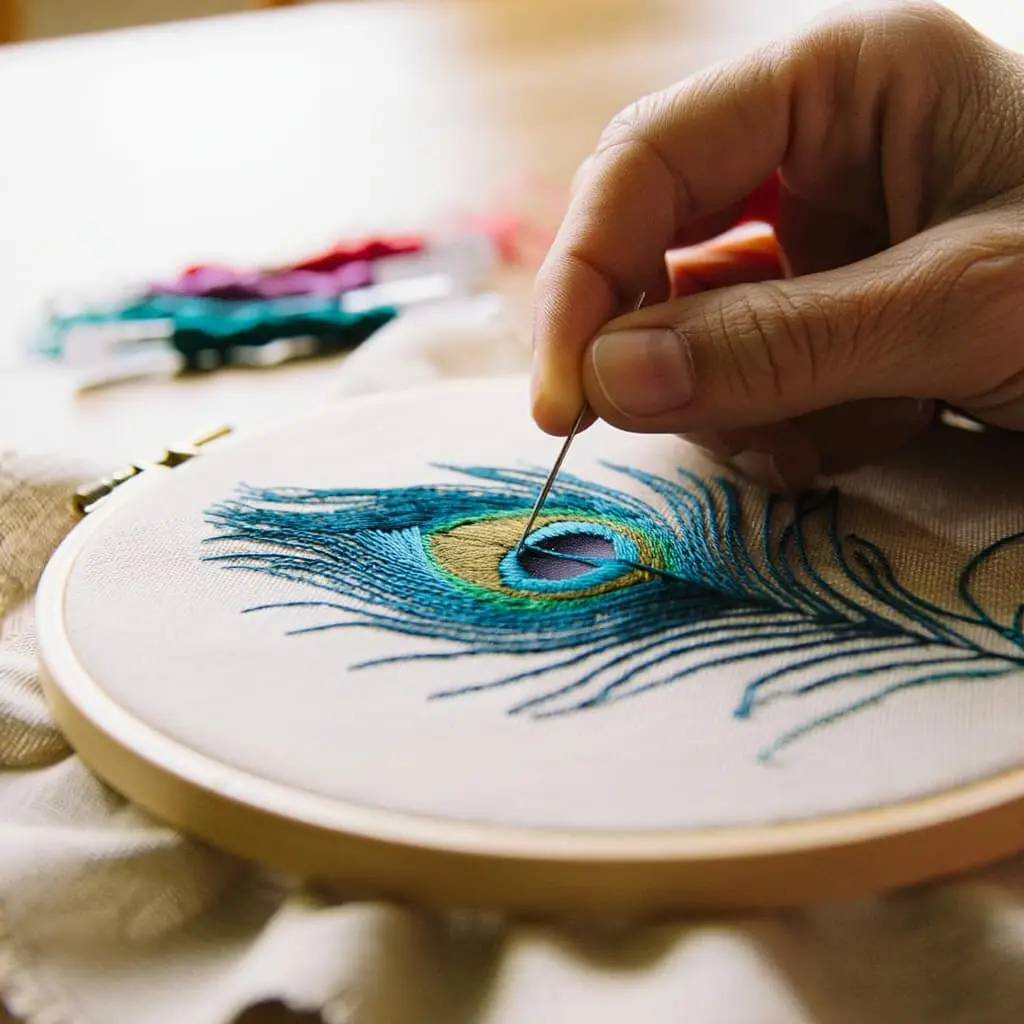 Egyedi hímzés munka közben