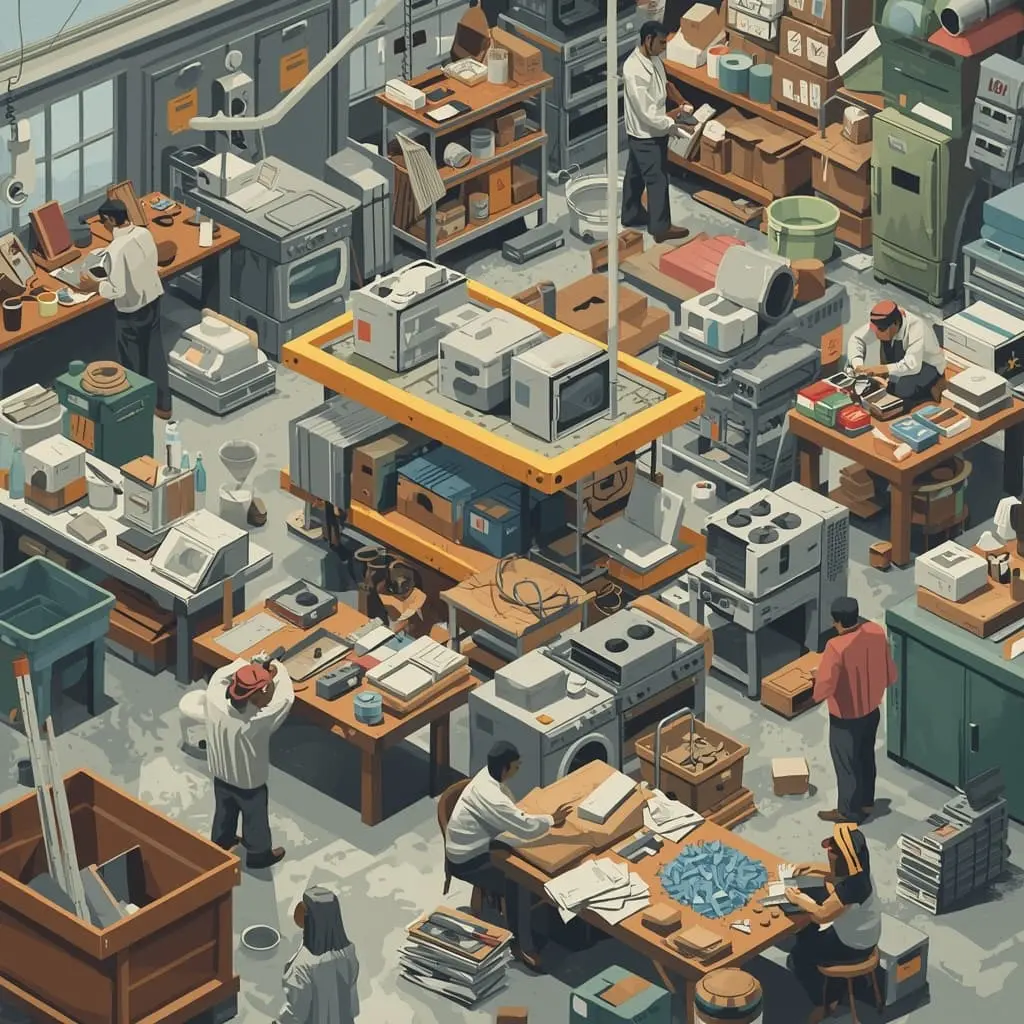 Újrahasznosítási folyamat a műhelyben